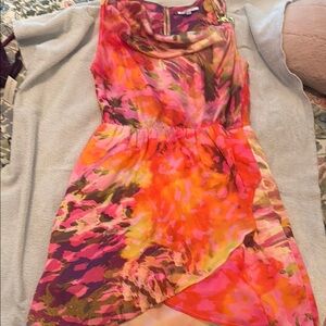Jennifer Lopez Pink and Orange Patterned Dress